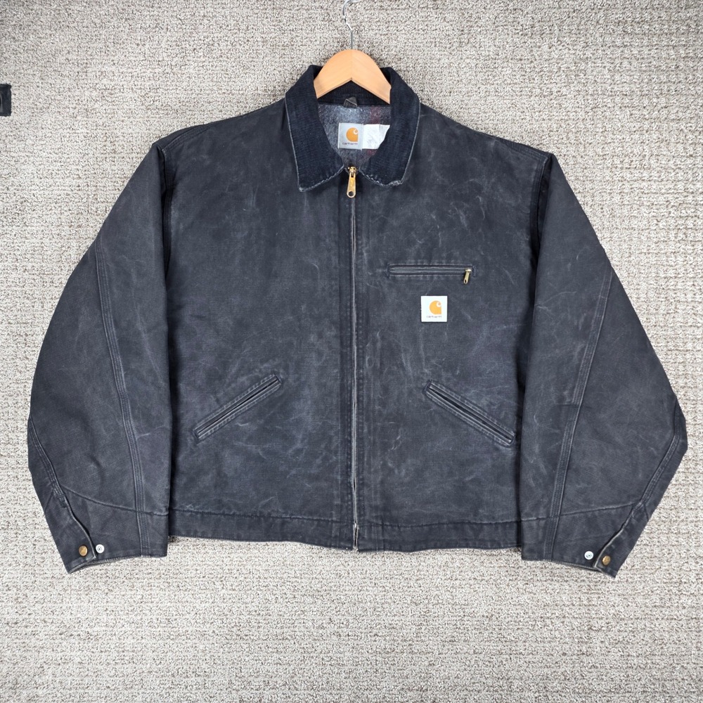 Vintage Carhartt J01 BLK Detroit Jacket Black Duck Canvas Blanket Lined Size 56